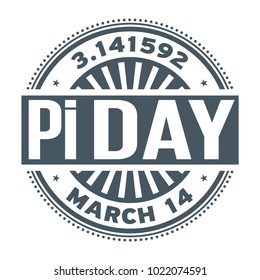 Pi Day, March 14, rubber stamp, vector Illustration