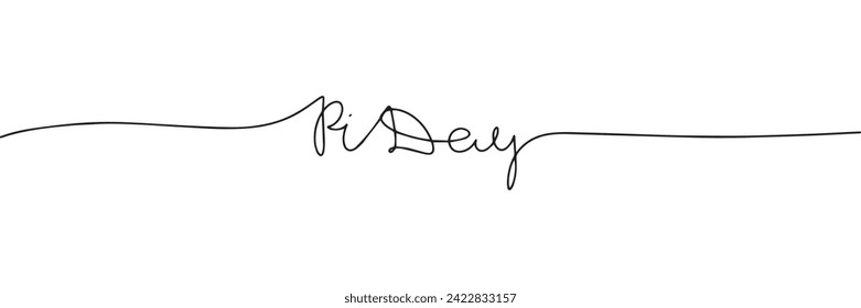 Cartel de texto continuo de Pi Day one line para vacaciones. Inscripción de arte de la línea de escritura a mano Día del Pi. Arte vector dibujado a mano.
