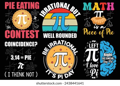 Pi day Retro vintage typography Bundle t shirt design. 