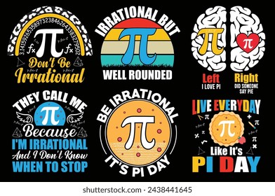 Pi day Retro vintage typography Bundle t shirt design. 