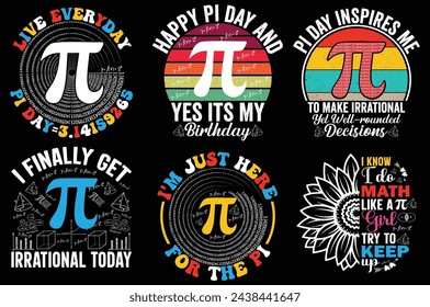 Pi day Retro vintage typography Bundle t shirt design. 