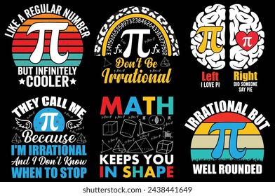 Pi day Retro vintage typography Bundle t shirt design. 