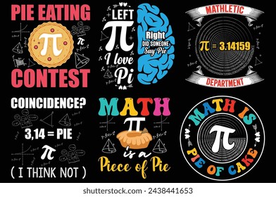 Pi day Retro vintage typography Bundle t shirt design. 