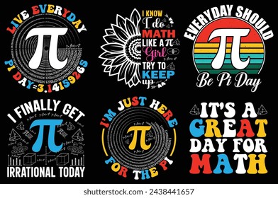 Pi day Retro vintage typography Bundle t shirt design. 