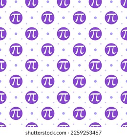 Pi Day Seamless Pattern Design with Mathematical Constants or Baked Pie in Template Hand Drawn Cartoon Flat Illustration