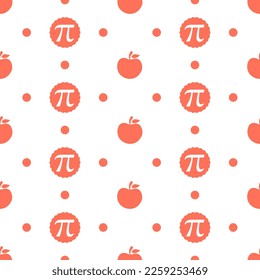 Pi Day Seamless Pattern Design with Mathematical Constants or Baked Pie in Template Hand Drawn Cartoon Flat Illustration