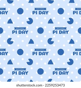 Pi Day Seamless Pattern Design with Mathematical Constants or Baked Pie in Template Hand Drawn Cartoon Flat Illustration