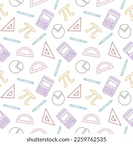 Pi Day Seamless Pattern Design with Mathematical Constants or Baked Pie in Template Hand Drawn Cartoon Flat Illustration