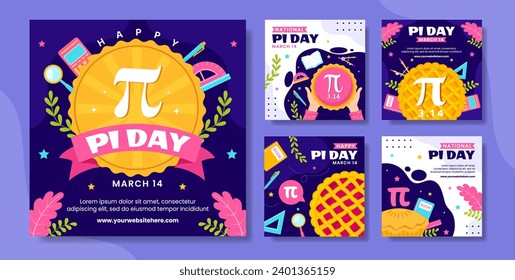 Pi Day Social Media Post Flat Cartoon Hand Drawn Templates Background Illustration