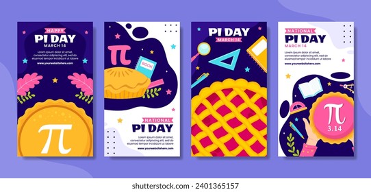 Pi Day Social Media Stories Flat Cartoon Hand Drawn Templates Background Illustration