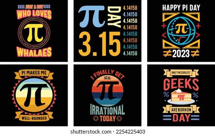 Pi Day T-shirt Design Bundle. Pi t-shirt. Math T shirt design. Pi day Vector Graphics