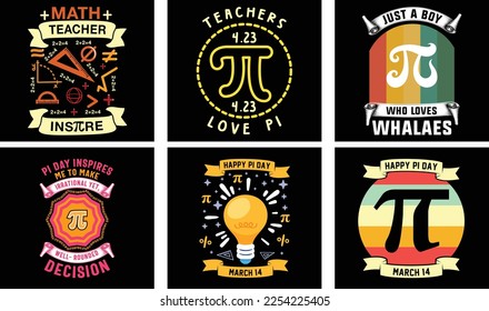 Pi Day T-Shirt Design Paket. Pi-T-Shirt. Mathe T-Shirt-Design. Vektorgrafiken am Pi-Tag