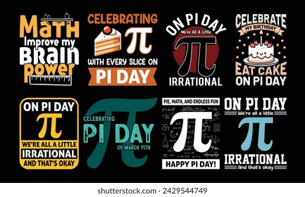Pi Day T-shirt Design Bundle. Pi tee shirt. Math T-shirt design. Pi day Vector Graphics