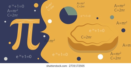 Pi Day Vector Banners ft. Math Equations, Pi Symbol and Pie Art