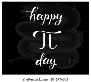 PI DAY-hand drawn typography poster. Celebration quotation for card, postcard, tag, badge.Black lettering. Vector illustration EPS 10
