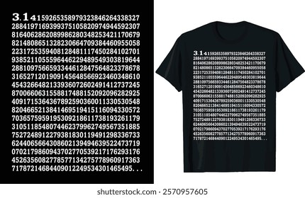 Pi Digits Text Pattern T-Shirt Design