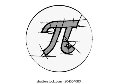 Pi draw in circle. Vector illustration.