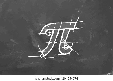 Pi draw on chalkboard. Vector illustration.