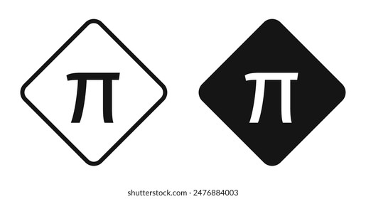 Pi flat liner icon set.