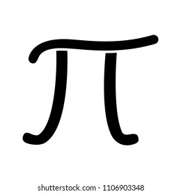 Pi glyph icon. Mathematical constant. Silhouette symbol. Negative space. Vector isolated illustration