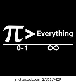 Pi Greater Than Everything Minimal Math T-Shirt Design Featuring Pi Symbol, Infinity Sign and Clean Typography for Math Lovers, STEM Geeks and Nerd Apparel Fans