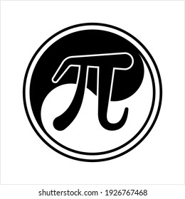 Pi Greek Letter Icon, Pi Mathematical Symbol Vector Art Illustration