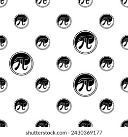 Pi Greek Letter Icon Seamless Pattern, Pi Mathematical Symbol Vector Art Illustration