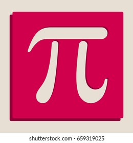 Pi greek letter sign. Vector. Grayscale version of Popart-style icon.
