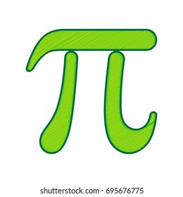 Pi greek letter sign. Vector. Lemon scribble icon on white background. Isolated