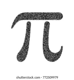 Pi greek letter sign. Vector. Black icon from many ovelapping circles with random opacity on white background. Noisy. Isolated.