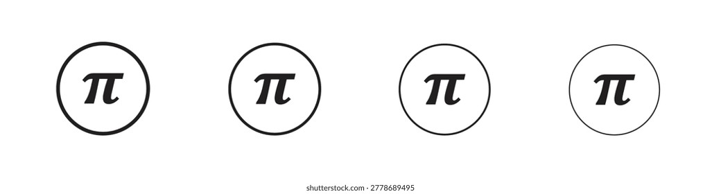 Pi icon with Editable Strokes in thin to bold line styles
