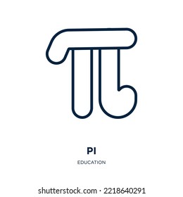 pi icon from education collection. Thin linear pi, greek, letter outline icon isolated on white background. Line vector pi sign, symbol for web and mobile