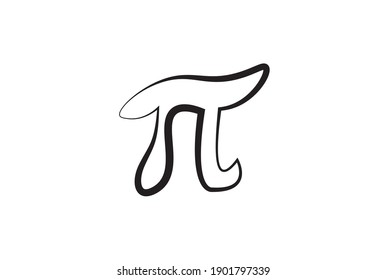 Pi icon on background. Vector drawing.