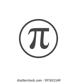 Pi icon vector. Gray circle