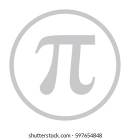 Pi icon vector. Large gray circle