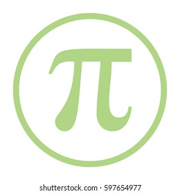 Pi icon vector. Large green circle
