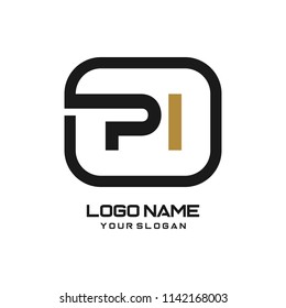 PI initial box letter logo template vector