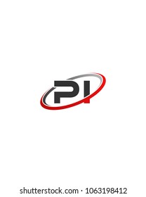 PI initial company red gray swoosh logo