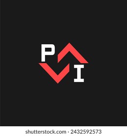 PI Initial Construction Real Estate Home Logo Design Vector