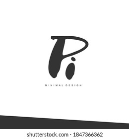 PI Initial handwriting or handwritten logo for identity. Logo with signature and hand drawn style.