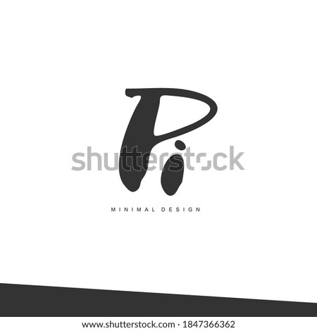 PI Initial handwriting or handwritten logo for identity. Logo with signature and hand drawn style.