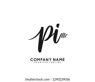 PI Initial Handwriting Logo Template Vector