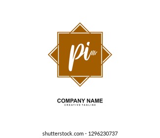 PI Initial Handwriting Logo Template Vector