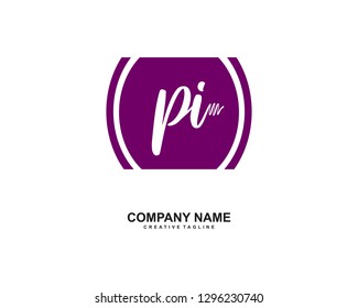 PI Initial Handwriting Logo Template Vector