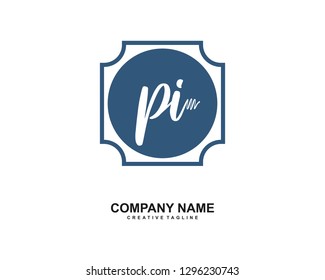 PI Initial Handwriting Logo Template Vector