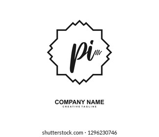 PI Initial Handwriting Logo Template Vector