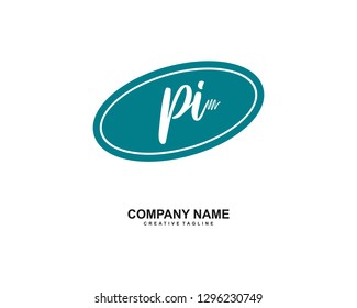 PI Initial Handwriting Logo Template Vector