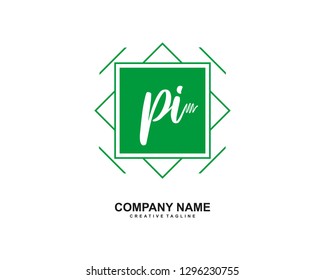 PI Initial Handwriting Logo Template Vector