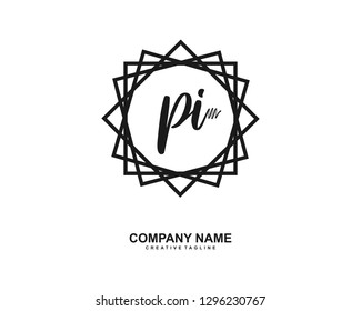 PI Initial Handwriting Logo Template Vector