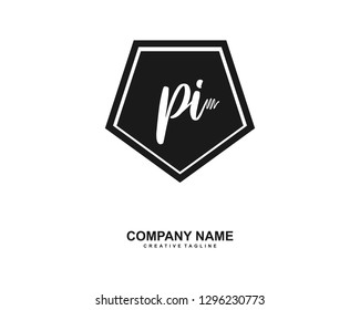 PI Initial Handwriting Logo Template Vector